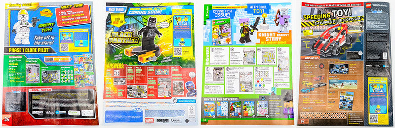 Next-issue preview page from the January 2026 LEGO magazines, confirming the Black Panther minifigure coming with the following Super Hero Legends Avengers issue