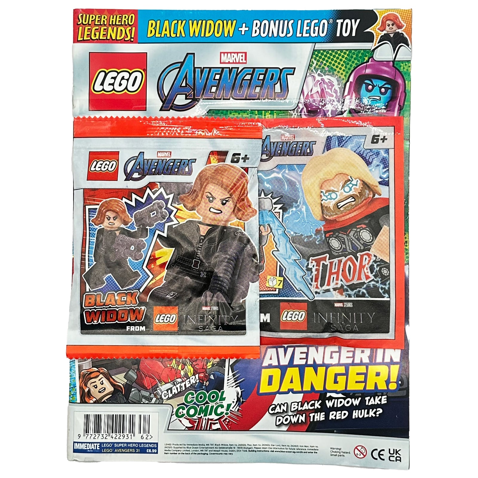 Cover of LEGO Super Hero Legends Avengers magazine issue 31 featuring Black Widow and Red Hulk