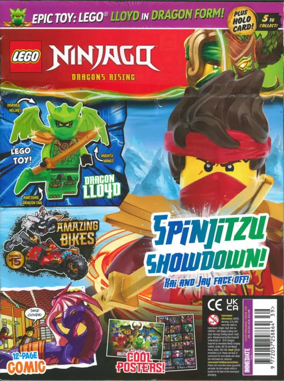 Cover of LEGO Ninjago Magazine Issue 139 with the Dragon Lloyd foil pack attached