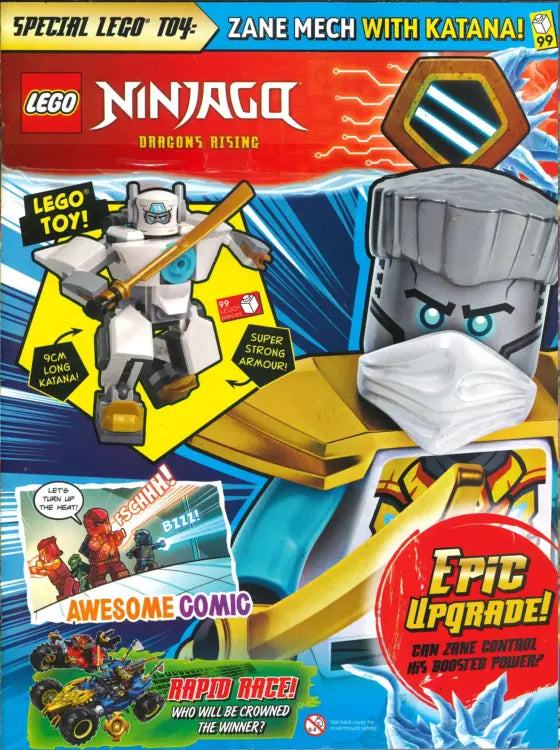 Cover of LEGO Ninjago Magazine Issue 141 with the Dragon Nya covermount attached