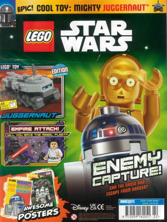 Cover of LEGO Star Wars Magazine Issue 122 from Immediate Media with the free Juggernaut tank LEGO mini-build