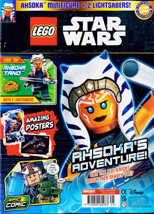 Cover of LEGO Star Wars Magazine Issue 125 from Immediate Media with the exclusive Ahsoka Tano minifigure covermount gift