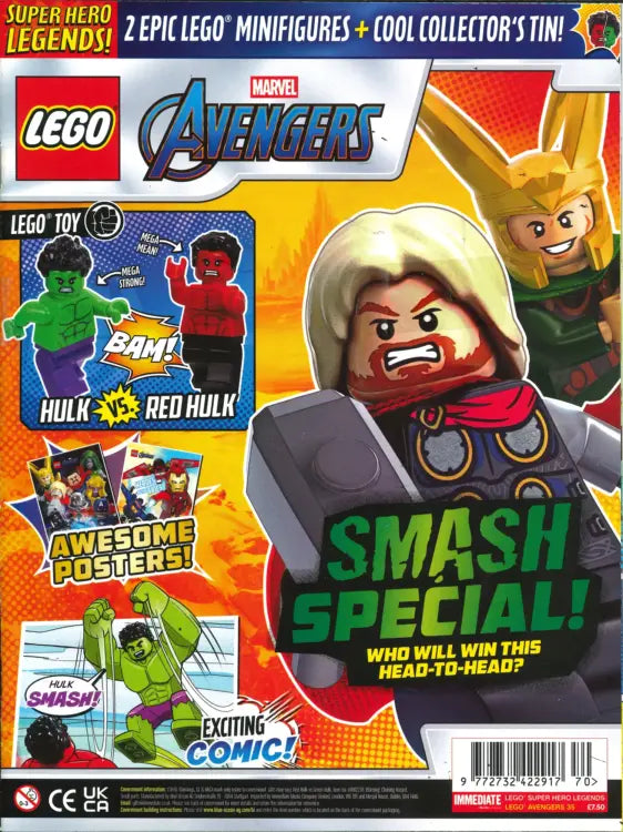 LEGO Super Hero Legends Magazine Issue 35 cover, Avengers-themed edition featuring the Hulk vs Red Hulk Collector's Tin